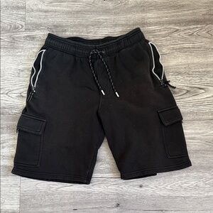 WSS Black Cargo Cotton Shorts
